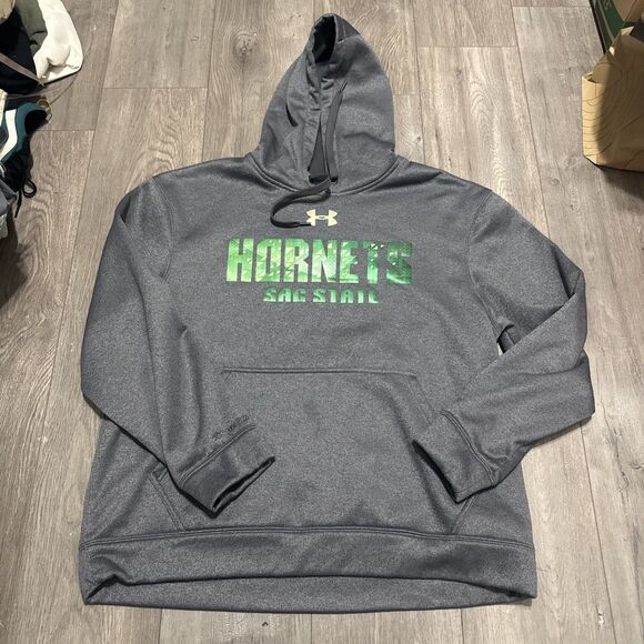 Under Armour Storm Hoodie Mens Large Loose Fit Gray Pullover Sac State Hornets - Picture 1 of 5